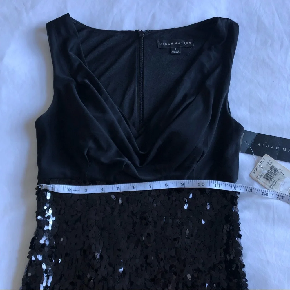 NWT Designer Aidan Mattox Cowl Neck Sequin Cocktail Dress. - Picture 4 of 13